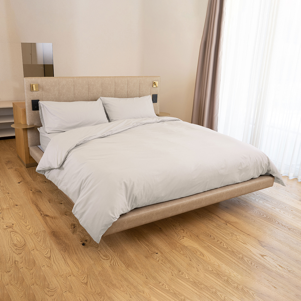 INTRECCI Copripiumino Matrimoniale Crema In Raso Di Cotone Con